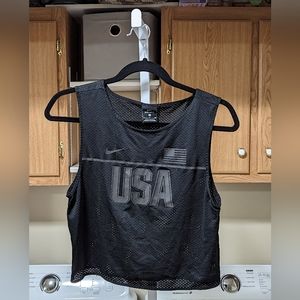 Nike Womens Team USA Running Jersey Dri-fit Crop Top Size Small